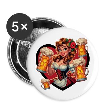 Ich liebe mein Bier - Buttons large 2.2''/56 mm (5-pack) - white - Front