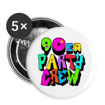 90s Party Crew Neon Design - Buttons large 2.2''/56 mm (5-pack) - white - Front