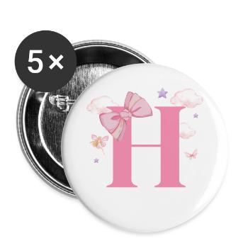 Buchstabe h rosa Wolken - Buttons groß 56 mm (5er Pack) - Weiß - Vorne