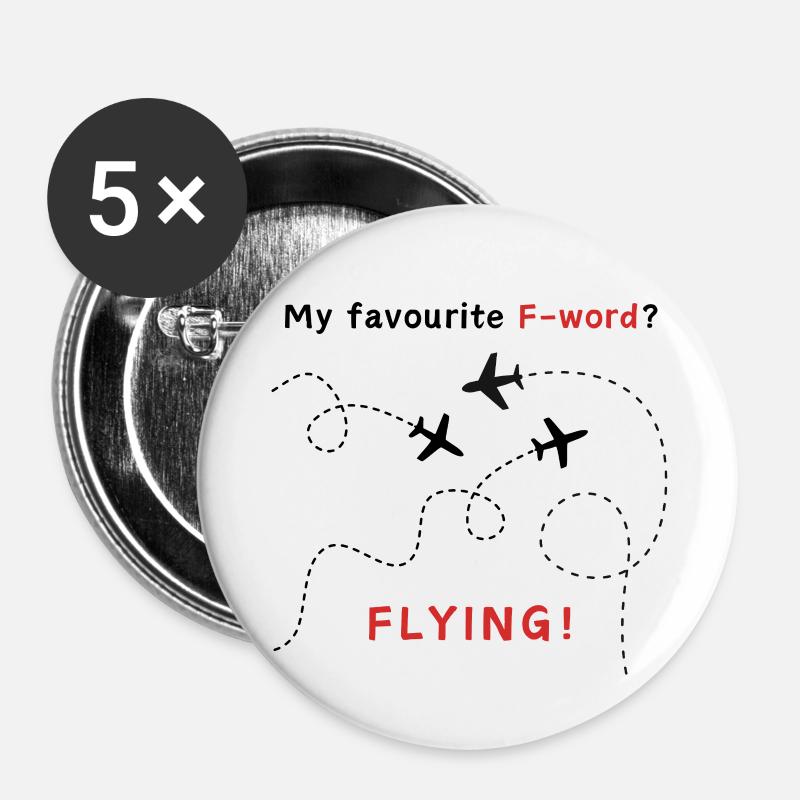 Plane travels - Buttons large 2.2''/56 mm (5-pack) - white