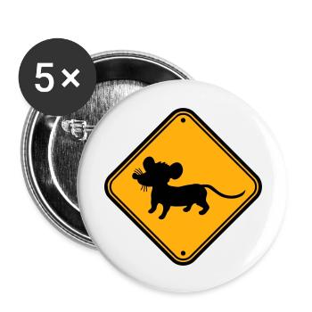 Evil Mouse Shield Warning Caution Caution Danger - Buttons large 2.2''/56 mm (5-pack) - white - Front