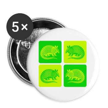 Vintage Gürteltier Armadillo Pop-Art - Buttons groß 56 mm (5er Pack) - Weiß - Vorne
