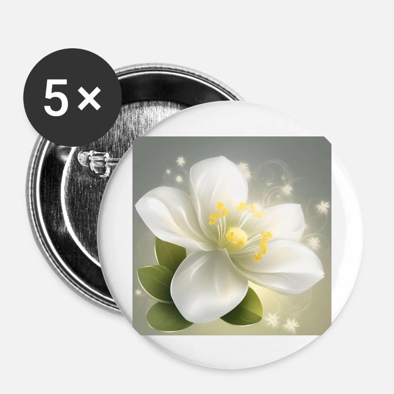 Delicate Flower - Buttons large 2.2''/56 mm (5-pack) - white