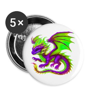 Dragon - Buttons large 2.2''/56 mm (5-pack) - white - Front