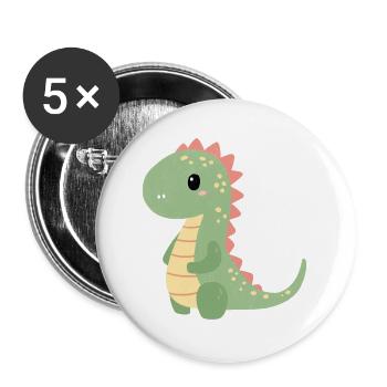 Colorful Dino Children's Motif - Buttons large 2.2''/56 mm (5-pack) - white - Front