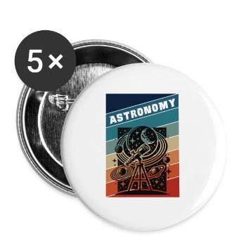 Astronomie Retro Style - Buttons groß 56 mm (5er Pack) - Weiß - Vorne