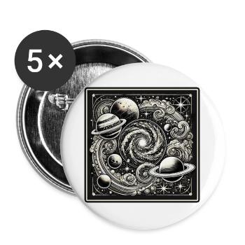 Astronomy Vintage Design - Buttons large 2.2''/56 mm (5-pack) - white - Front