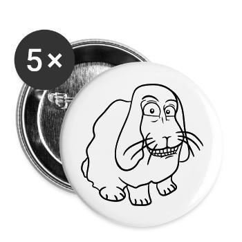 Lapin Lapin Drôle Visage Grimace Sourire - Lot de 5 grands badges (56 mm) - blanc - Devant