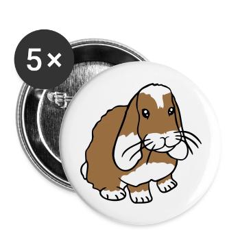 Hase Kaninchen Häschen Nagetier Kleintier niedlich - Buttons groß 56 mm (5er Pack) - Weiß - Vorne