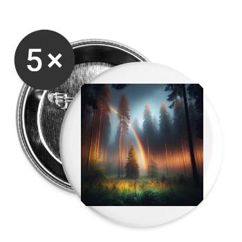 Regenbogen Wald - Buttons groß 56 mm (5er Pack) - Weiß - Vorne