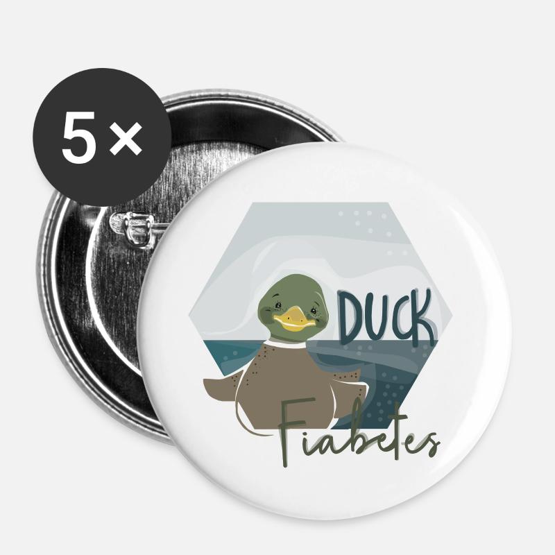 Fiabètes de canard - Lot de 5 grands badges (56 mm) - blanc