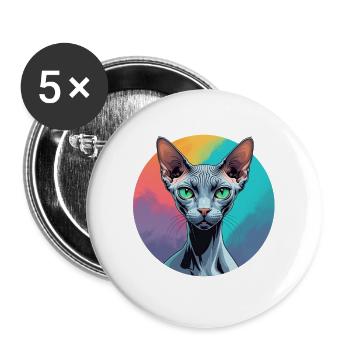 Sphynx Cat - Buttons large 2.2''/56 mm (5-pack) - white - Front
