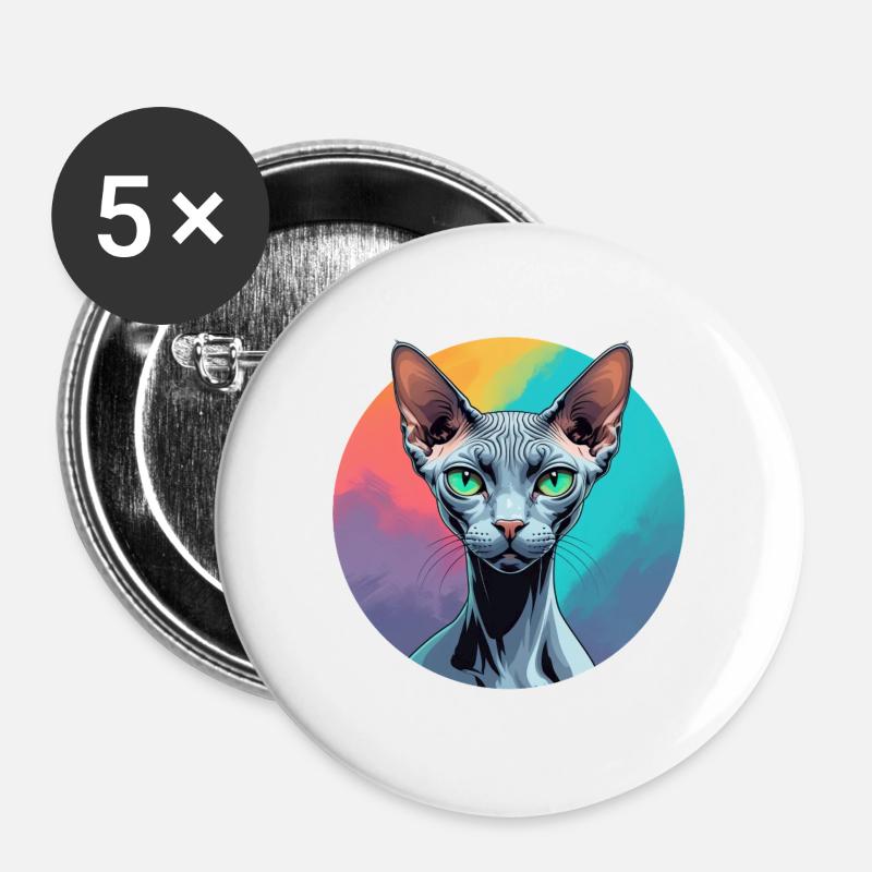 Sphynx Cat - Buttons large 2.2''/56 mm (5-pack) - white