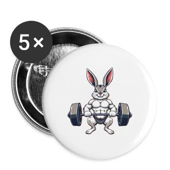 Muscular bunny during training - Buttons large 2.2''/56 mm (5-pack) - white - Front
