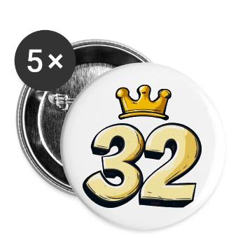 32 Number Krone - Buttons large 2.2''/56 mm (5-pack) - white - Front