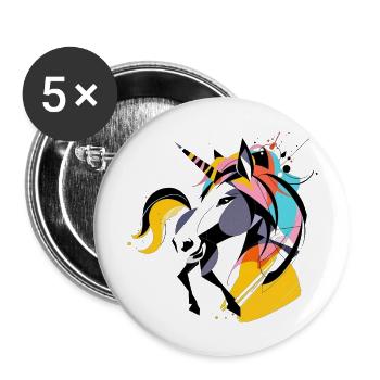 Einhorn - Buttons groß 56 mm (5er Pack) - Weiß - Vorne