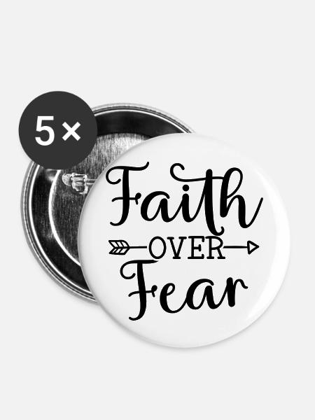 Glaube über Angst - Buttons groß 56 mm (5er Pack) - Weiß