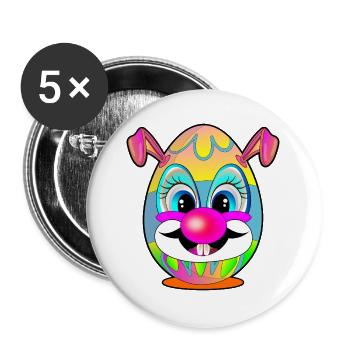 Gifts for Easter - Easter Eggs Clown - Buttons large 2.2''/56 mm (5-pack) - white - Front
