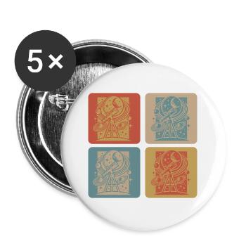 Design rétro d’astronomie - Lot de 5 grands badges (56 mm) - blanc - Devant