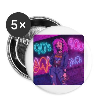 Ambiance des années 90 avec Walkman - Lot de 5 grands badges (56 mm) - blanc - Devant