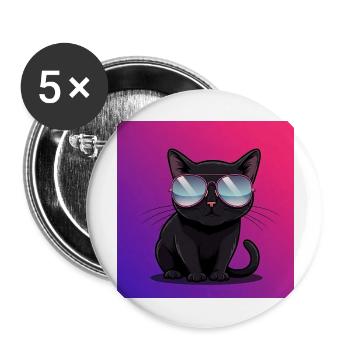 Chat cool avec des lunettes de soleil - Lot de 5 grands badges (56 mm) - blanc - Devant