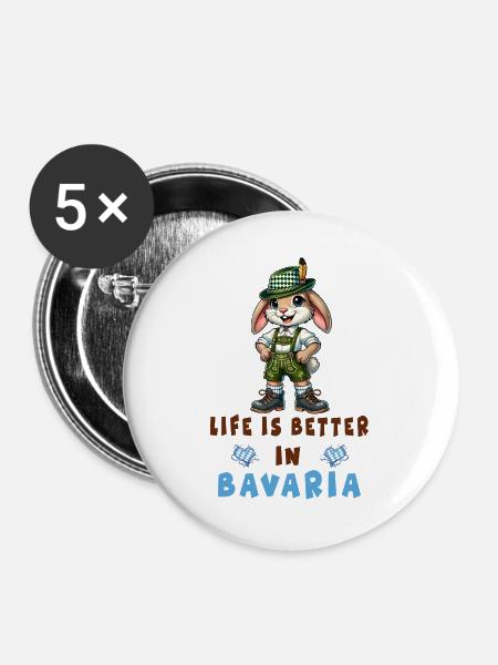 Bayerischer Hase - Buttons groß 56 mm (5er Pack) - Weiß