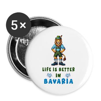 Bayerischer Löwe - Buttons groß 56 mm (5er Pack) - Weiß - Vorne