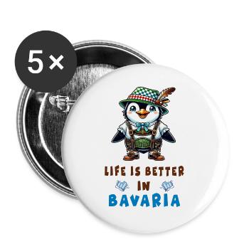 Bavarian Penguin - Buttons large 2.2''/56 mm (5-pack) - white - Front