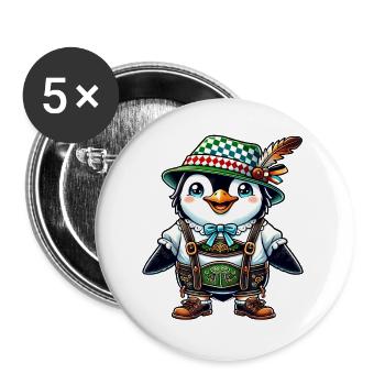 Bayerischer Pinguin - Buttons groß 56 mm (5er Pack) - Weiß - Vorne