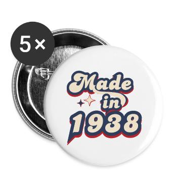 Hergestellt im 1938 Retro - Buttons groß 56 mm (5er Pack) - Weiß - Vorne