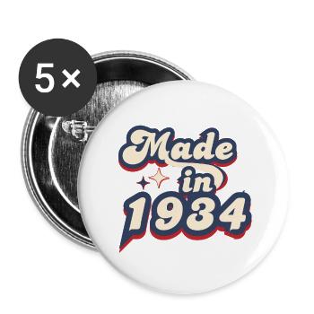 Made in 1934 retro - Lot de 5 grands badges (56 mm) - blanc - Devant