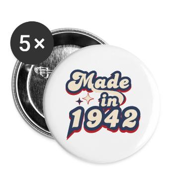 Made in 1942 Retro - Buttons large 2.2''/56 mm (5-pack) - white - Front