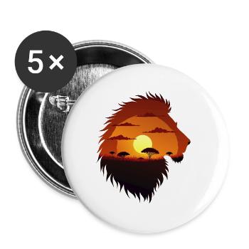 Coucher de soleil rugissant sur la savane - Lot de 5 grands badges (56 mm) - blanc - Devant