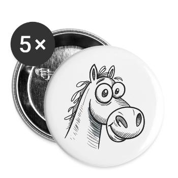 Cheval Chevaux Équitation Cavalier - Lot de 5 grands badges (56 mm) - blanc - Devant