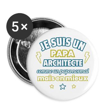 ¨Papa architecte, cadeau fête des pères,Noël - Lot de 5 grands badges (56 mm) - blanc - Devant