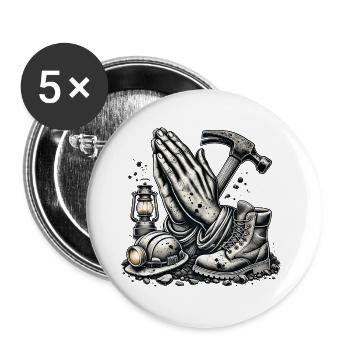Bergbau – Tradition & Härte - Buttons groß 56 mm (5er Pack) - Weiß - Vorne