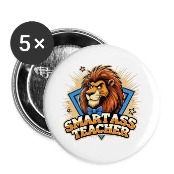 Know-it-All Cintelligent Enseignant Leo Drôle Cadeau - Lot de 5 grands badges (56 mm) - blanc - Devant