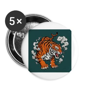 Gefährlicher Tiger - Comic Vibes - Buttons groß 56 mm (5er Pack) - Weiß - Vorne