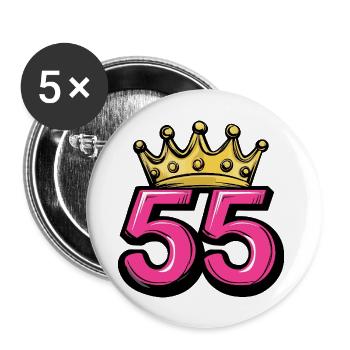 55 Zahl Krone - Buttons groß 56 mm (5er Pack) - Weiß - Vorne