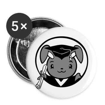 Bunny College School Graduation Abitur Certificat Sweet - Lot de 5 grands badges (56 mm) - blanc - Devant