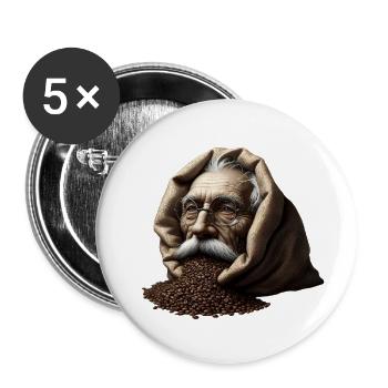 Mann in Kaffeebohnen - Buttons groß 56 mm (5er Pack) - Weiß - Vorne