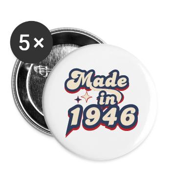 Hergestellt im 1946 Retro - Buttons groß 56 mm (5er Pack) - Weiß - Vorne