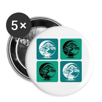 Bonsaï Yin Yang - Lot de 5 grands badges (56 mm) - blanc - Devant