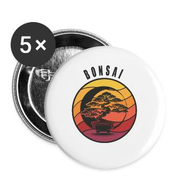 Bonsaï Yin Yang - Lot de 5 grands badges (56 mm) - blanc - Devant