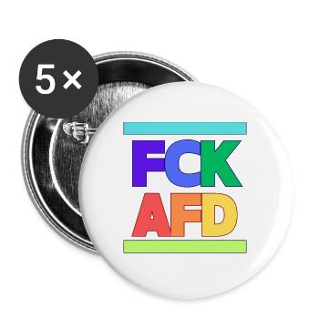 FCK AFD - Buttons groß 56 mm (5er Pack) - Weiß - Vorne