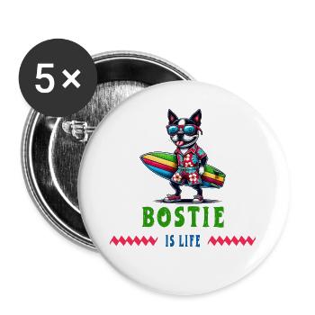 Bostie Surfer - Buttons groß 56 mm (5er Pack) - Weiß - Vorne