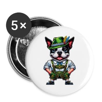 Bostie in Tracht - Buttons groß 56 mm (5er Pack) - Weiß - Vorne