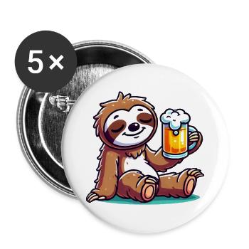 Sloth Beer Comic - Buttons large 2.2''/56 mm (5-pack) - white - Front