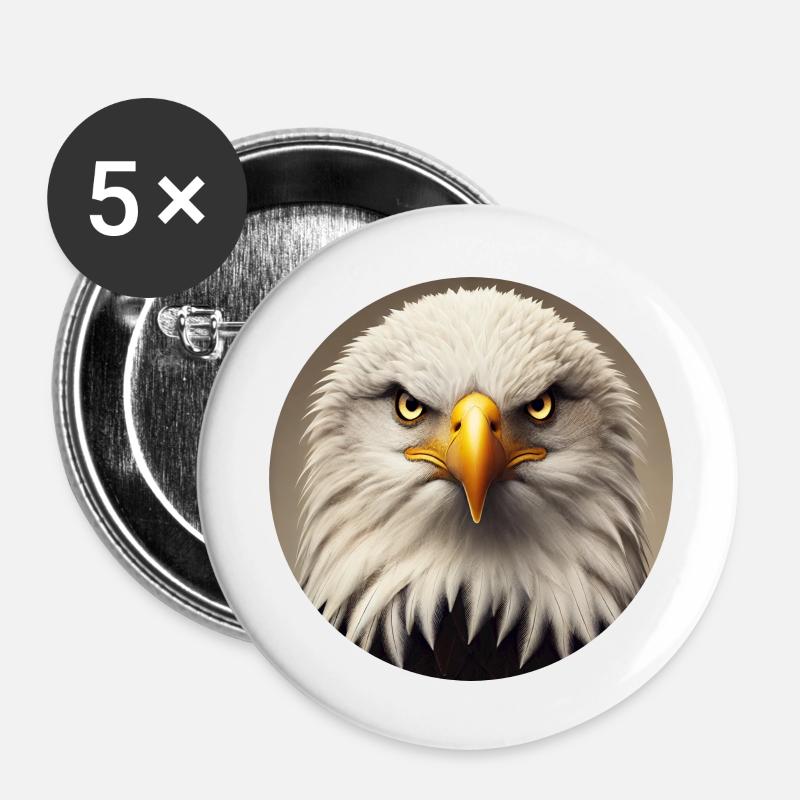 Bald eagle - Buttons large 2.2''/56 mm (5-pack) - white