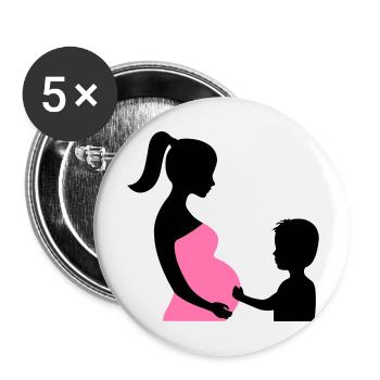 Schwanger mit Sohn - Buttons groß 56 mm (5er Pack) - Weiß - Vorne